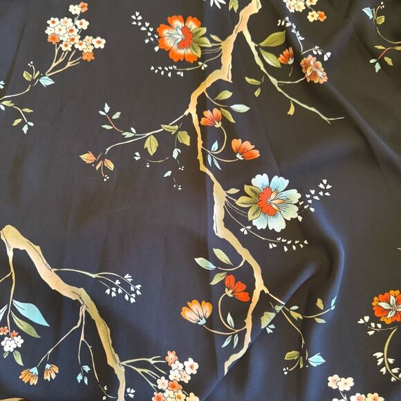 Nanette Lepore Blk Floral Print Pin Tucked Long Slv Dress Sz 4 Career, Occassion - Picture 8 of 14